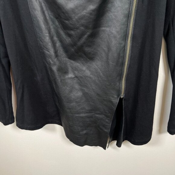 Michael Stars Asymmetric Leather Jacket Size Large Black Draped Mixed Material - Picture 6 of 9